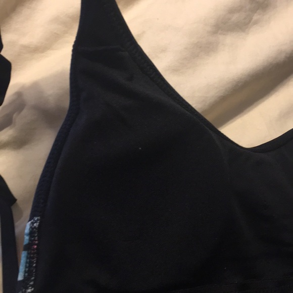 ❤️ SALE LAST Medium Black Vibrant Pink Green Floral One Piece Monokini Swimsuit - Picture 5 of 8